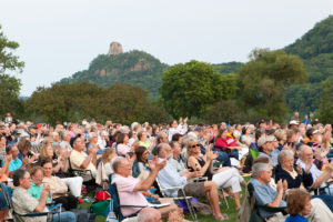 Festival Crowd Clapping in front of a Bluff in Winona, Minnesota